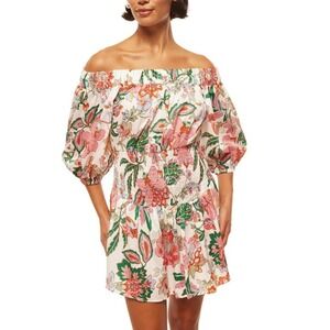 NEW Misa Marta Mini Dress Floral Off Shoulder Smocked Large
